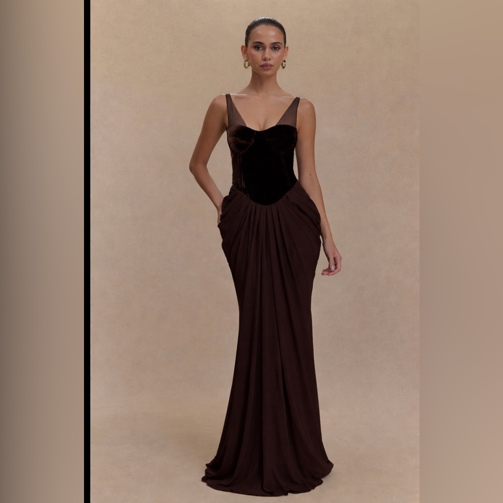 Meshki Strapless Brown Dress